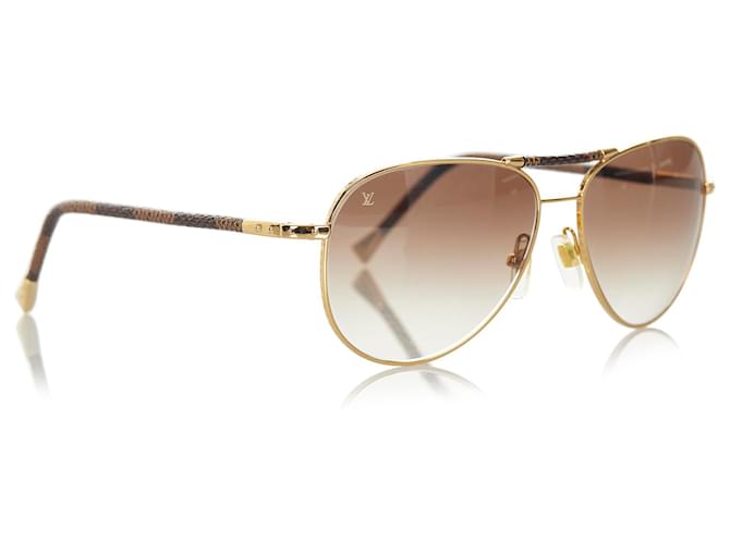 Louis Vuitton Schwarze Conspiration Pilotensonnenbrille Golden Metall Kunststoff  ref.426763