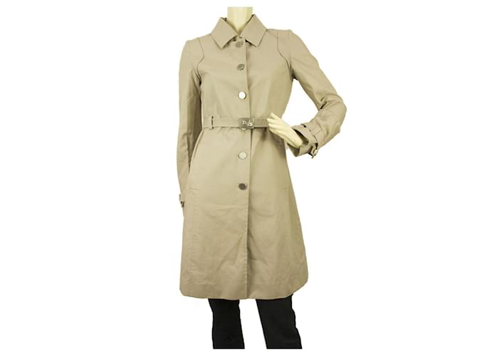 Céline Celine Damen Regenmantel aus Baumwolle beige Mac Trenchcoat Mantel mit Gürtel FR 36 Polyurethan  ref.426883