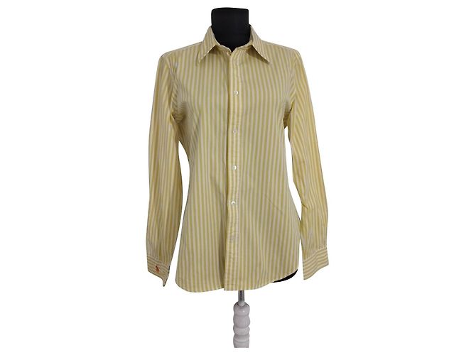 Camicia a righe Ralph Lauren bianca e gialla in cotone Bianco Giallo