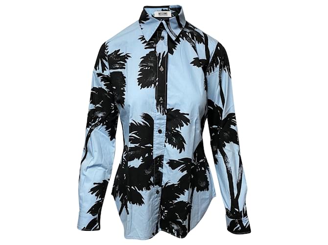 Moschino Barato And Chic Palm Tree Shirt em Azul Algodão  ref.427324