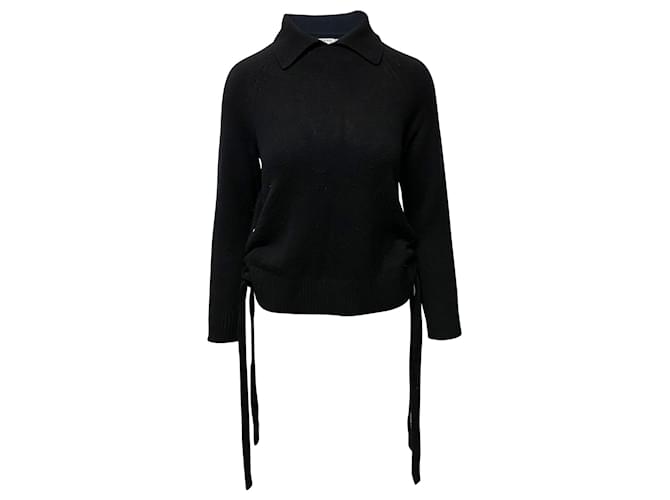 Frame Denim Frame Side Tie Sweater in Black Cashmere Wool  ref.427326