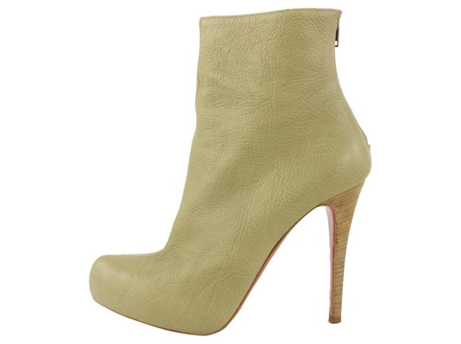 Christian Louboutin mulheres 39.5 Botas com zíper traseiro taupe no tornozelo  ref.427347