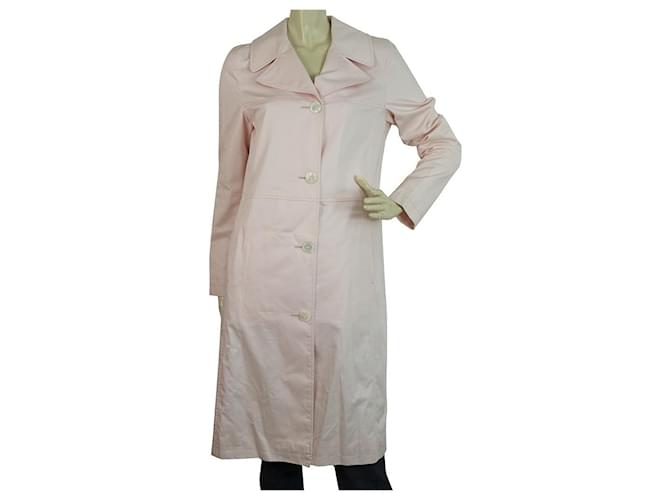 Burberry London – Trenchcoat-Mantel in Rosa, Baumwolle mit weißem Futter Pink  ref.427618