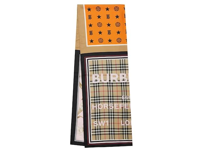 Bufanda de seda con estampado Montage de Burberry 210X70 cm Multicolor  ref.427877