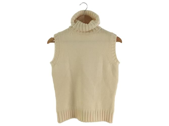 Céline [Used] CELINE Knit vest (thick) / L Cream Wool  ref.427914