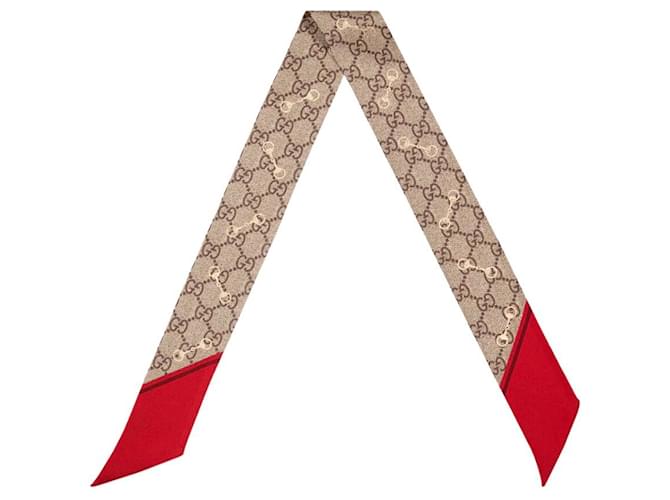 Gucci Nœud de cou en soie à imprimé GG avec motif Mors Rouge  ref.427942