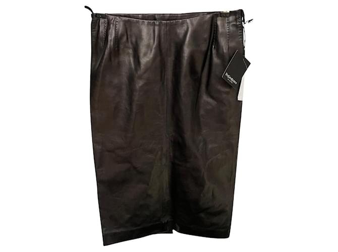 Yves Saint Laurent Skirts Black Leather  ref.427991