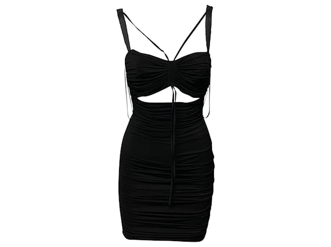 Dolce & Gabbana Ruched Cut-out Mini Dress in Black Viscose Cellulose fibre  ref.428027