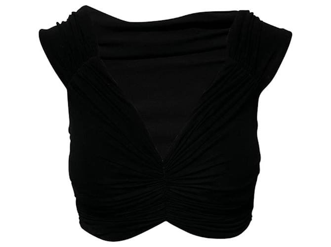 Off White Off-White Crunchy Off-the-shoulder Ruched Top In Black Viscose Cellulose fibre  ref.428047