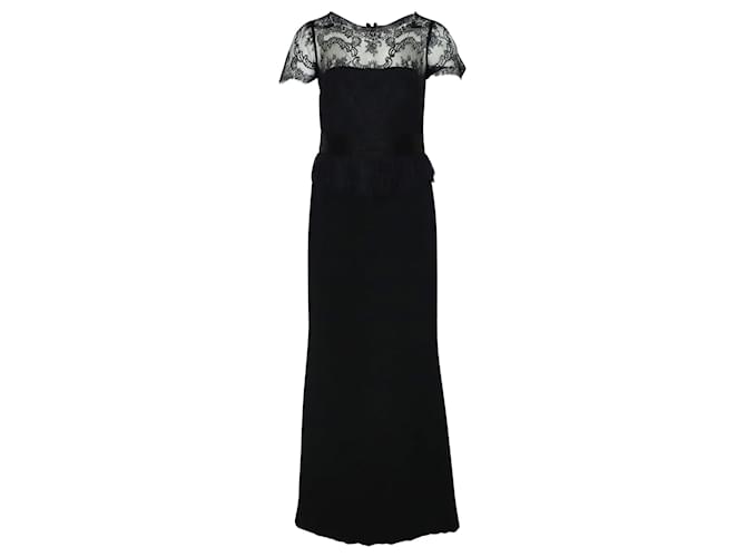 Autre Marque Marchesa Notte Lace Gown in Black Polyester  ref.428056