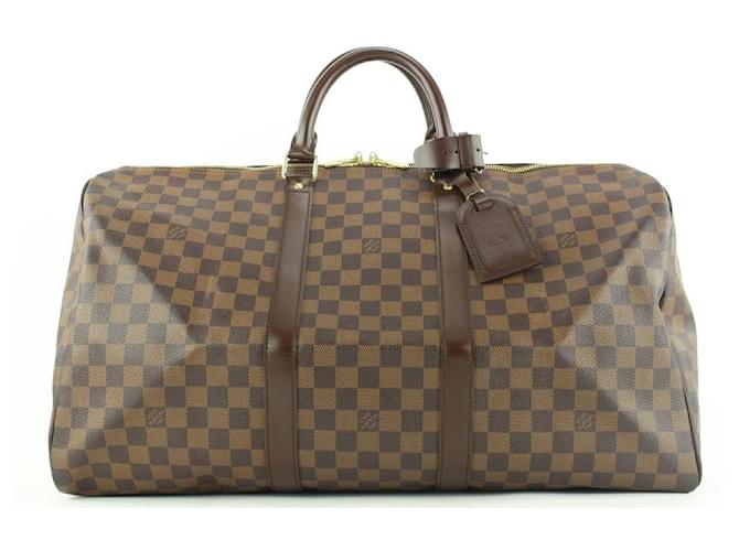 Louis Vuitton Damier Ebene Keepall 50 duffle bag Leather  ref.428071