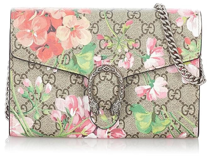 gucci blooms gg supreme mini chain crossbody bolsa