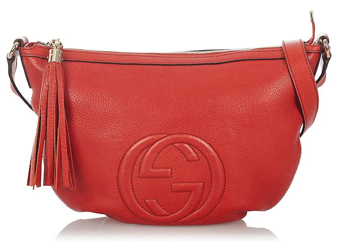 Borsa a tracolla in pelle rossa Soho Gucci Rosso Vitello simile a un vitello  ref.428134