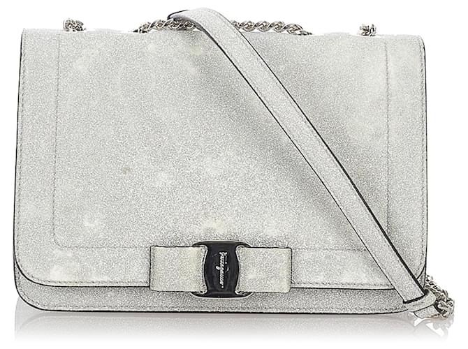 Salvatore Ferragamo Ferragamo Silver Vara Ginny Leather Crossbody