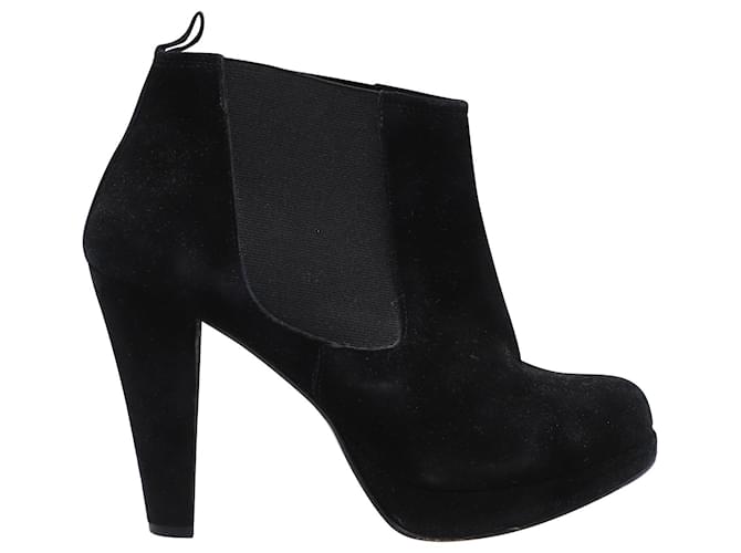 Ganni Fiona Chelsea Ankle Boots aus schwarzem Wildleder Schweden  ref.428398