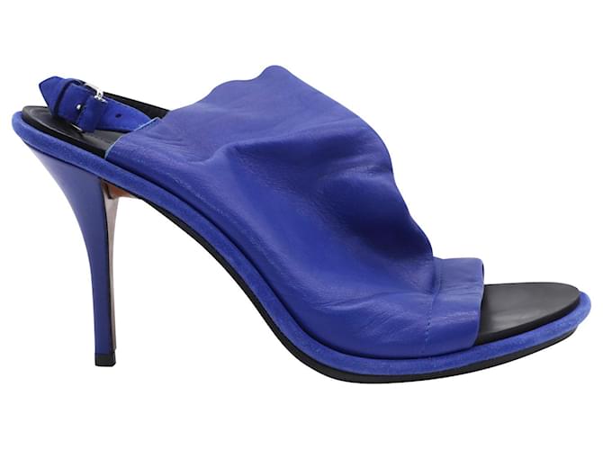 Balenciaga Glove Slingback Heels en Cuir Bleu  ref.428434