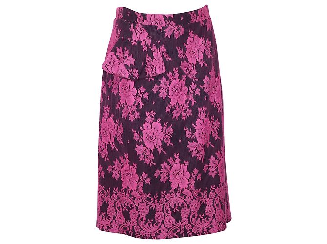 Saia de renda floral Erdem Shawna em viscose rosa