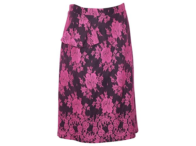 Erdem Shawna Floral Lace Skirt in Pink Viscose Cellulose fibre  ref.428442