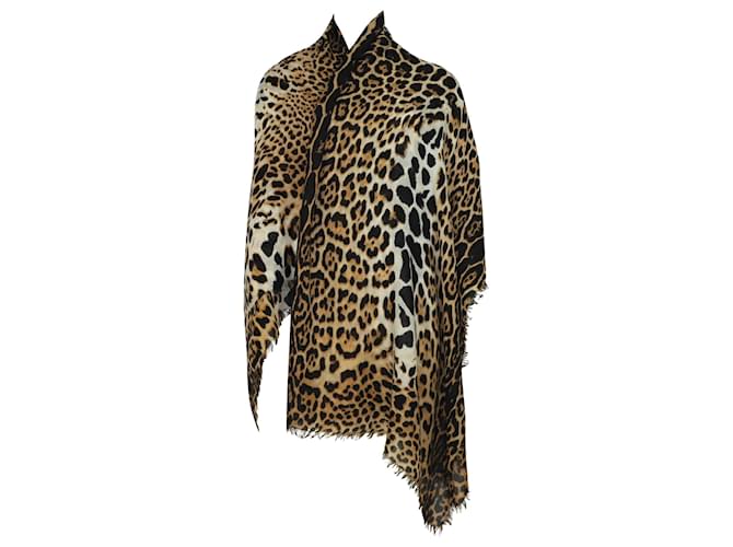Lenço Saint Laurent com estampa de leopardo em seda multicolor  ref.428457
