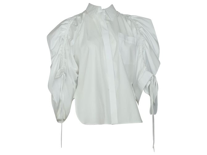 Autre Marque Antonio Berardi Camicia oversize con ruches in cotone bianco