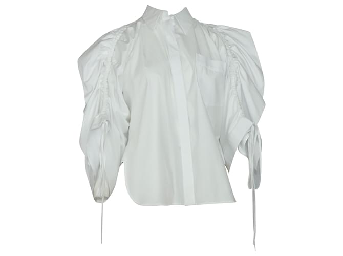 Autre Marque Camisa extragrande con volantes y fruncidos en algodón blanco Antonio Berardi  ref.428458