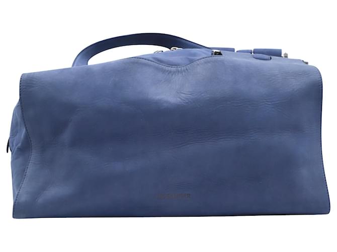 Jil Sander Weekend Travel Bag in Blue Leather  ref.428464
