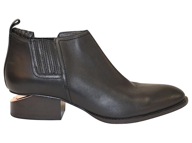 Alexander Wang Kori Ankle Booties with Rose Gold Cut in Black Leather  ref.428470