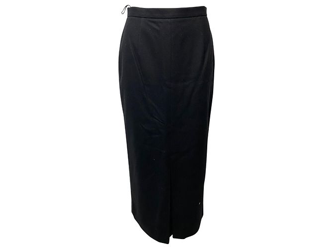 Miu Miu High Rise Maxi Skirt in Black Wool