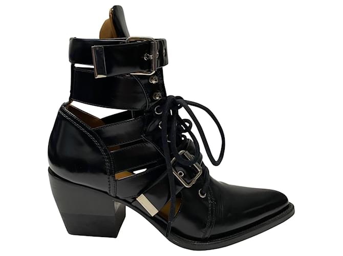 Chloé Rylee Medium Ankle boots in Black Leather Pony-style calfskin  ref.428485