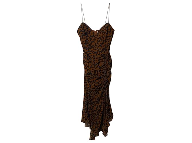 Nicholas Kirkwood Nicholas Midi Dress in Leopard Print Silk Chiffon Brown  ref.428487