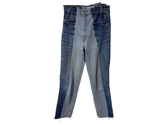 Autre Marque E.l.V. Contrast Straight Leg Jeans in Blue Denim Cotton  ref.428494