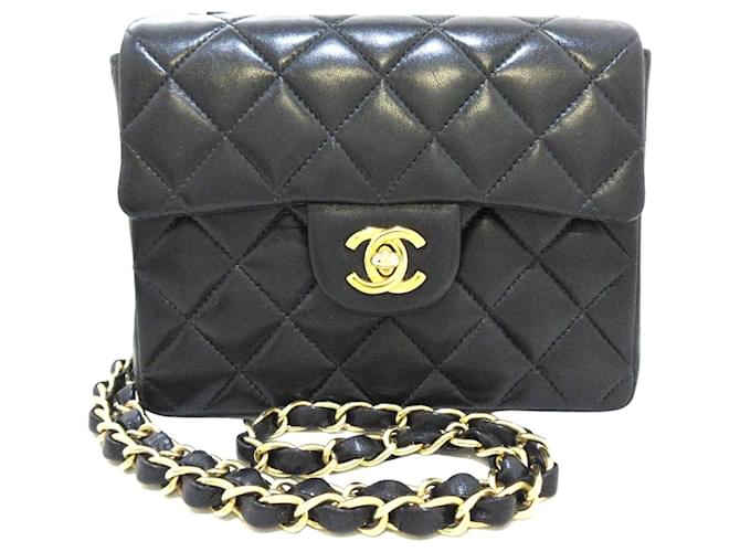 Chanel Mini Matrasse Chain Shoulder Bag Black Leather ref.428664 - Joli  Closet