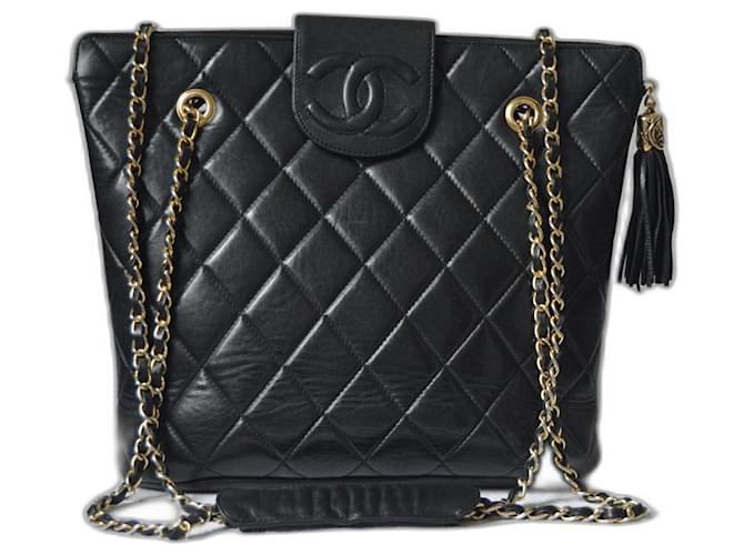 Chanel borsa della spesa Nero Agnello Pelle  ref.425991