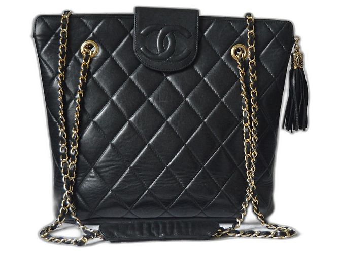 Chanel bolsa de compras Negro