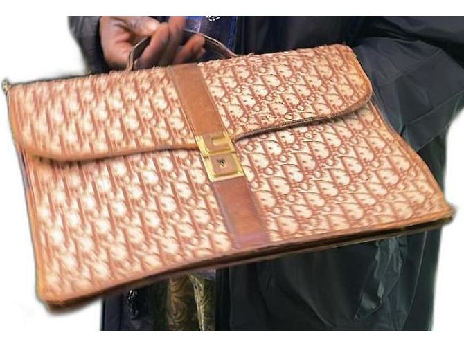 Pasta Christian Dior Bege e Vermelho Escuro em Tecido