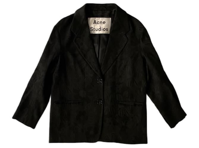 Acne Black floral blazer jacket Viscose  ref.426986