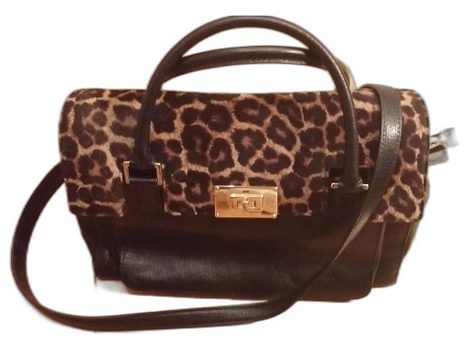 Borsa Michael Kors Leopardata in Pelle Marrone Multicolore