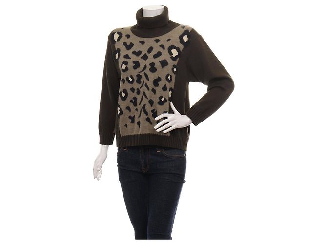 Escada Wollpullover Grün Schwarz 