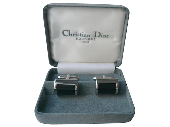 Abotoaduras de prata esterlina Christian Dior Boutique em muito bom estado Preto  ref.428810