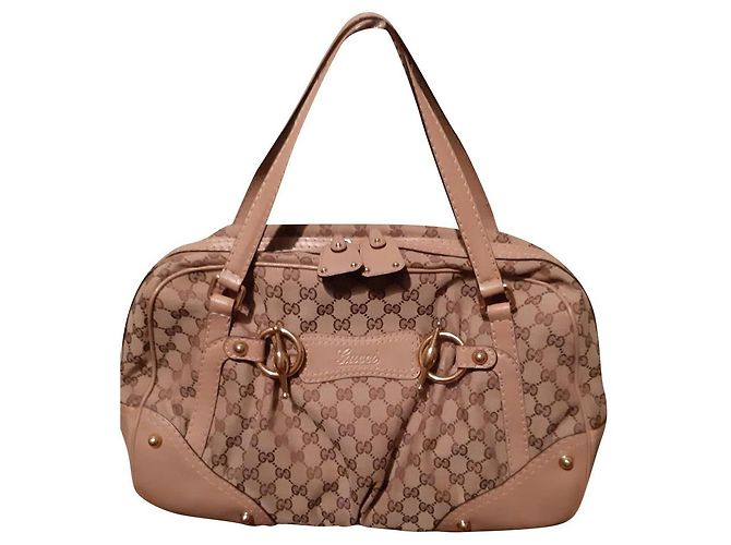 Bolsa Gucci bege de couro e algodão