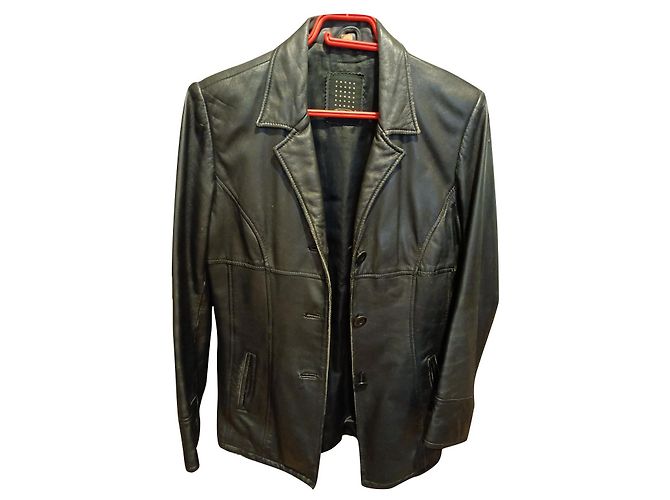 Oakwood Lederjacke aus Lammfell Schwarz M