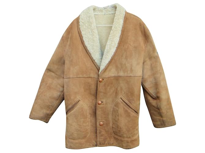 manteau court en shearling Burberry taille 52 Fourrure Marron clair  ref.429290