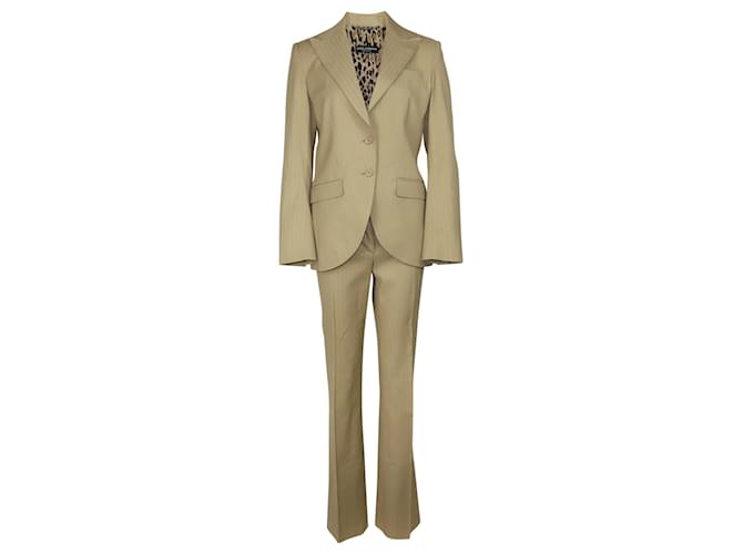 Dolce & Gabbana Pinstriped Pantsuit in Beige Viscose Cellulose fibre  ref.429296