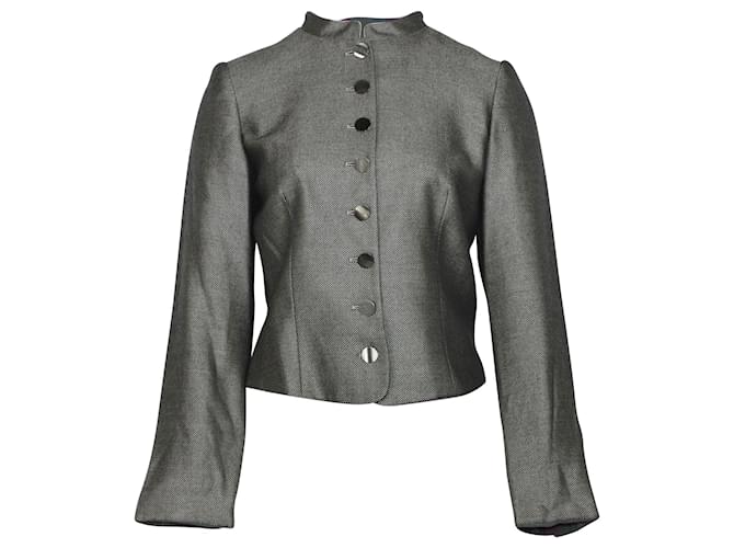 Giorgio Armani Mandarin Collar Jacket in Grey Cashmere Wool  ref.429307