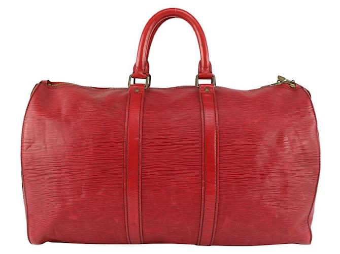 Louis Vuitton Red Epi Leather Keepall 45 Boston Duffle Bag ref