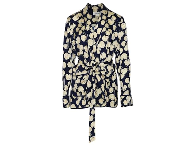 Diane Von Furstenberg Kimono Wrap Jacket in Navy Blue Viscose Cellulose fibre  ref.429325