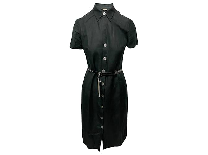 Marella Penny Hemdkleid aus schwarzem Leinen  ref.429354