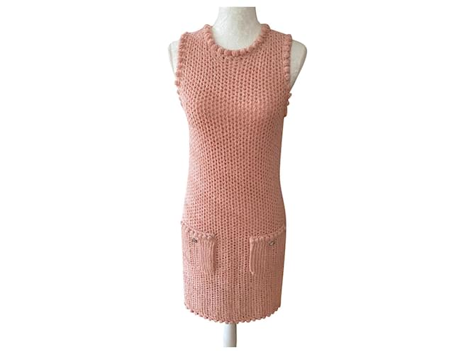 Chanel Dresses Pink Wool  ref.429390