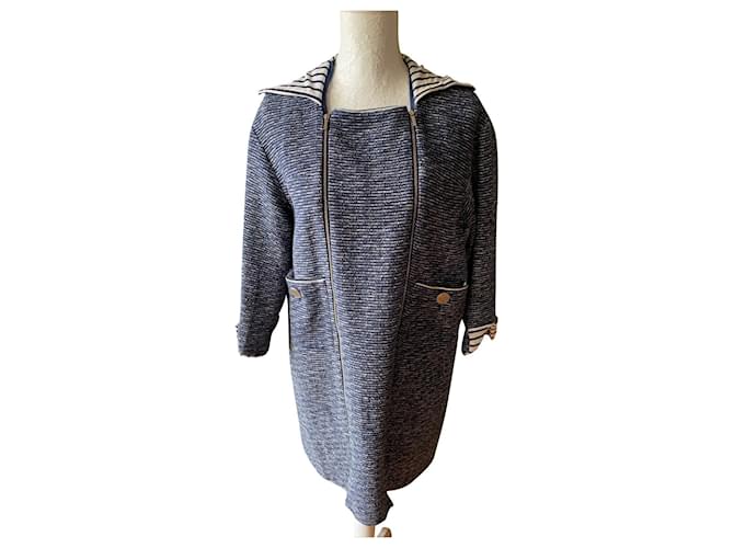 Chanel Coats, Outerwear Blue Cotton  ref.429392