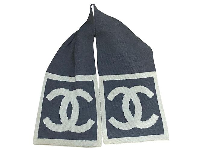 Chanel sciarpe Beige Grigio Lana